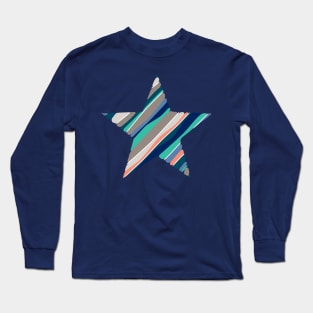 Star with Wavy Stripes Design Long Sleeve T-Shirt